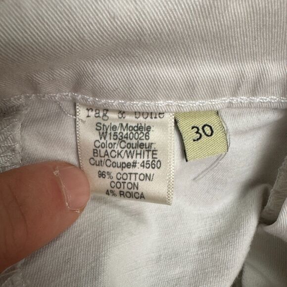 Rag & Bone Colorblock Skinny Ankle Denim Jeans Womens 30 Black White Mid Rise - Picture 7 of 14